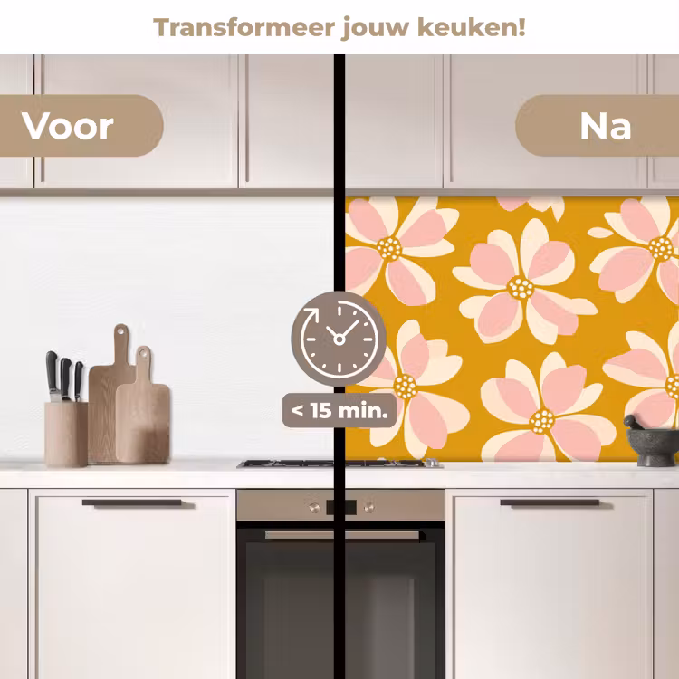 Keuken achterwand - Vintage - Bloemen - Okergeel — 3