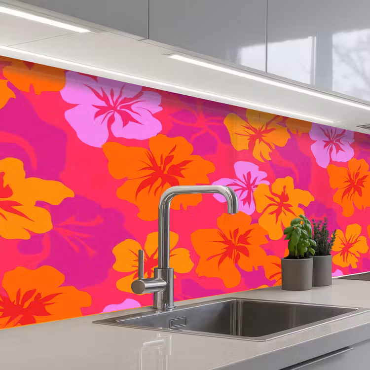 Keuken achterwand - Zomers - Hibiscus - Kleurrijk — 2