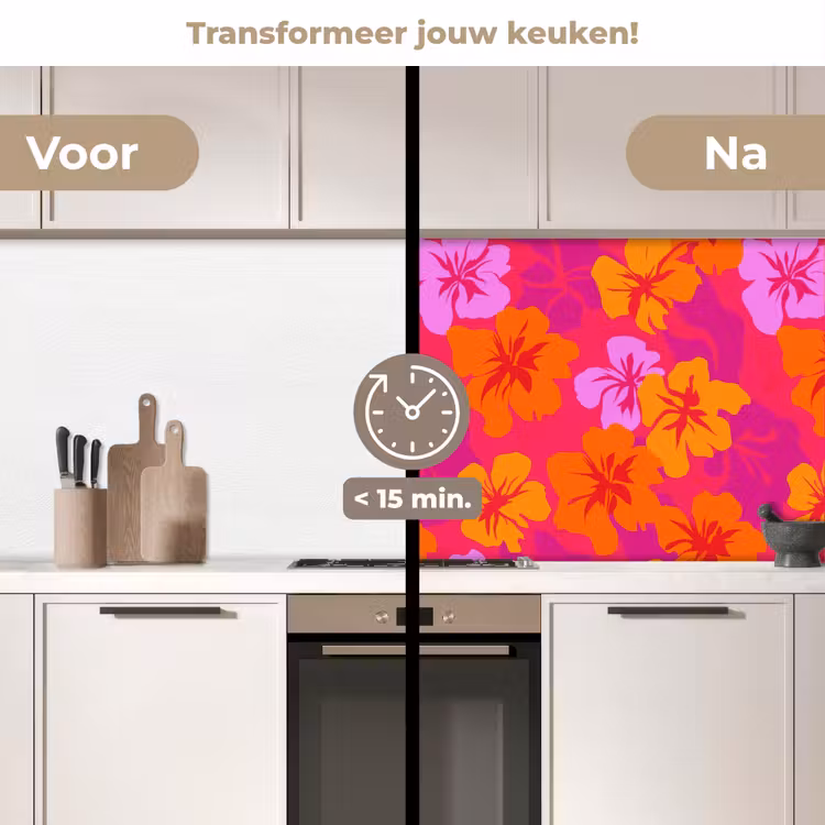 Keuken achterwand - Zomers - Hibiscus - Kleurrijk — 3