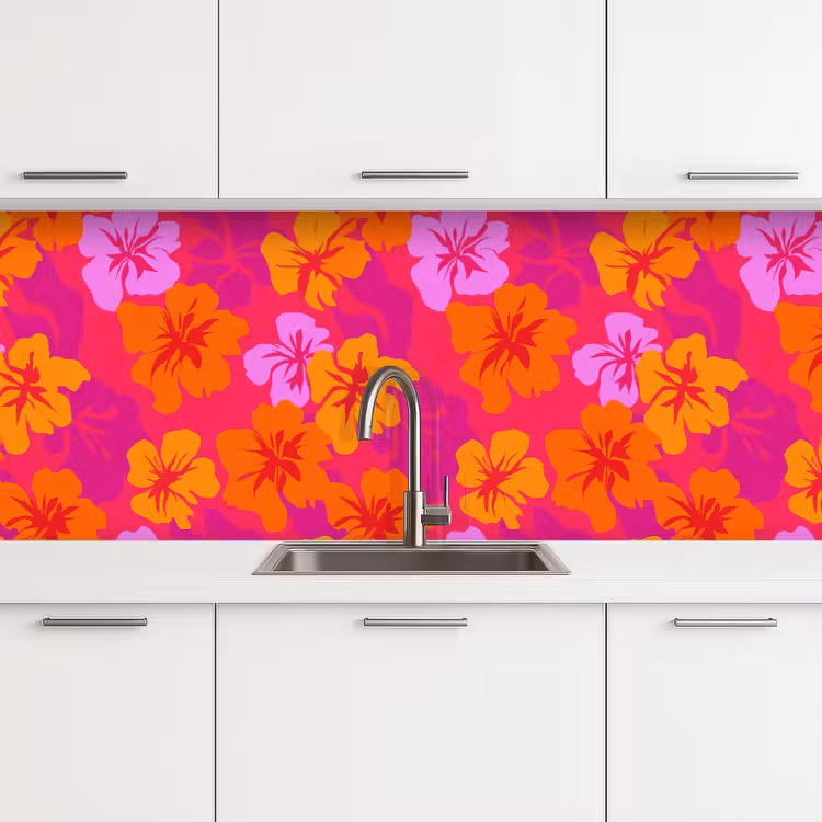 Keuken achterwand - Zomers - Hibiscus - Kleurrijk — 4