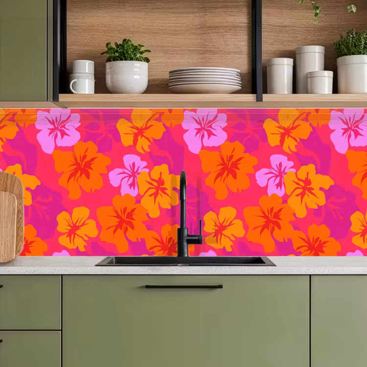 Keuken achterwand - Zomers - Hibiscus - Kleurrijk — 8