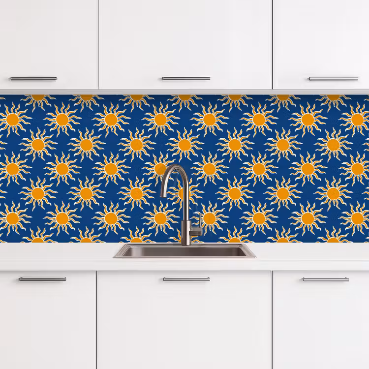 Keuken achterwand - Zon - Patroon - Blauw — 4