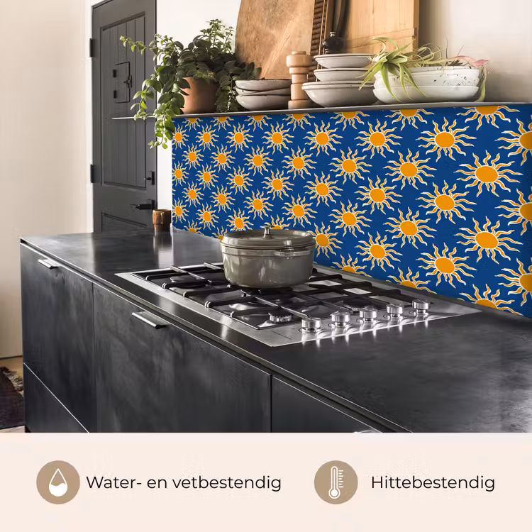 Keuken achterwand - Zon - Patroon - Blauw — 5