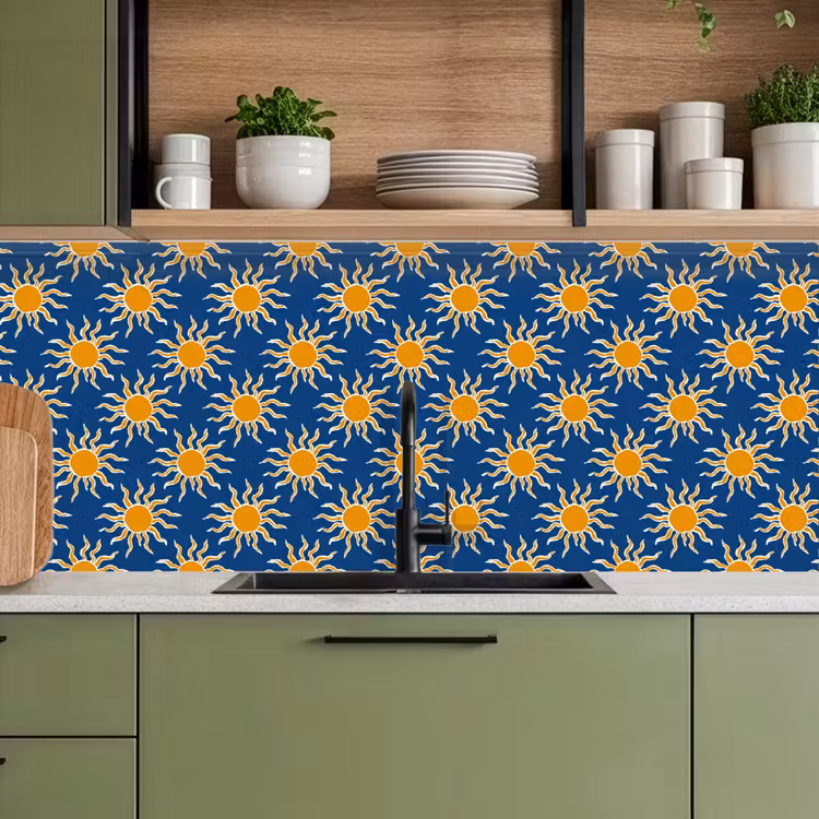 Keuken achterwand - Zon - Patroon - Blauw — 8