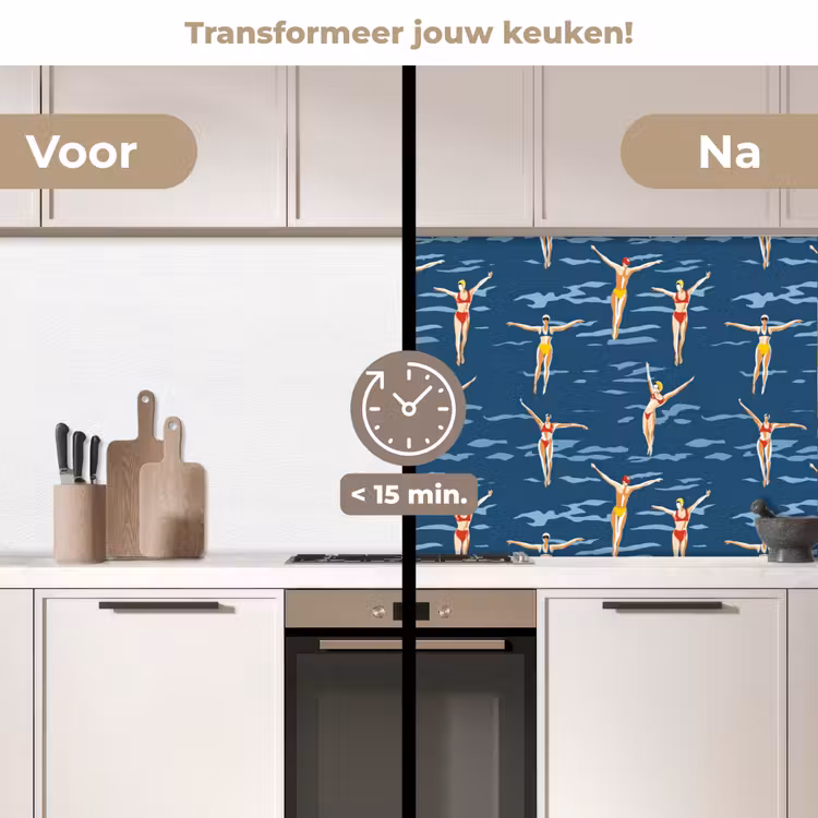 Keuken achterwand - Zwemsters- Retro - Blauw — 3
