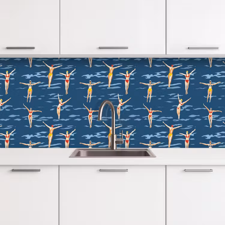 Keuken achterwand - Zwemsters- Retro - Blauw — 4