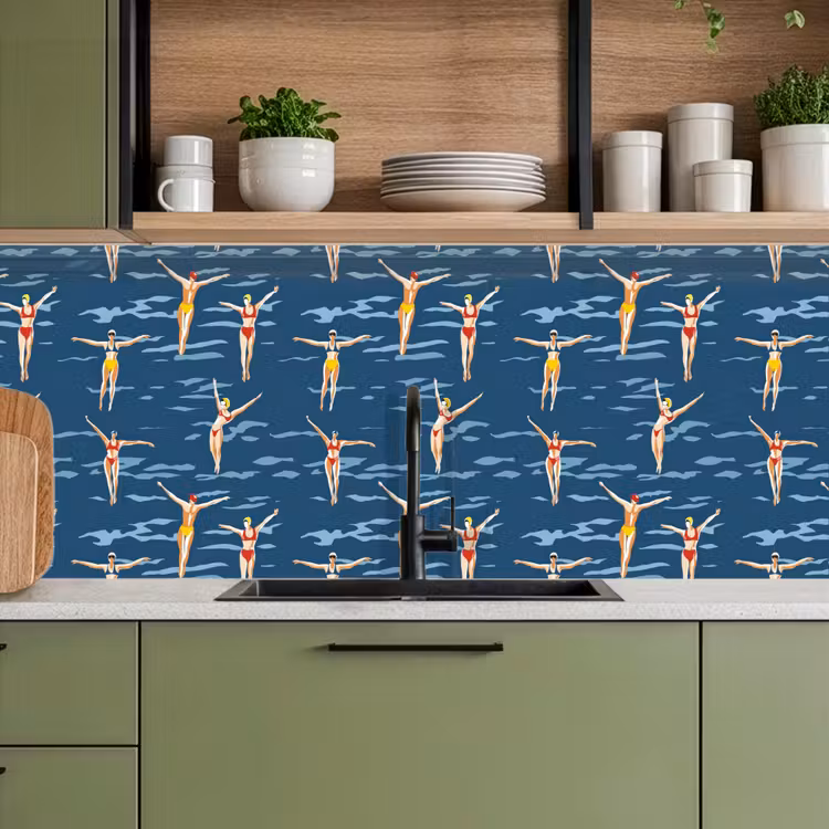 Keuken achterwand - Zwemsters- Retro - Blauw — 8