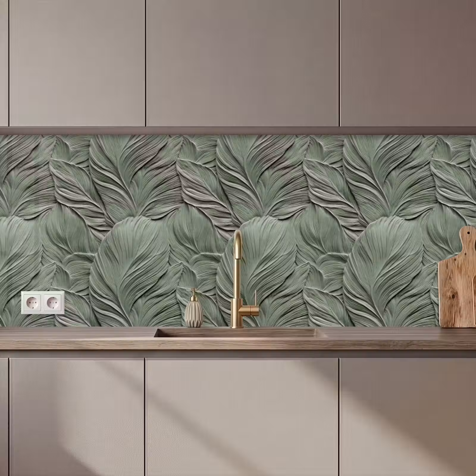 Keuken achterwand - Bladeren - Textuur - Groen — 1
