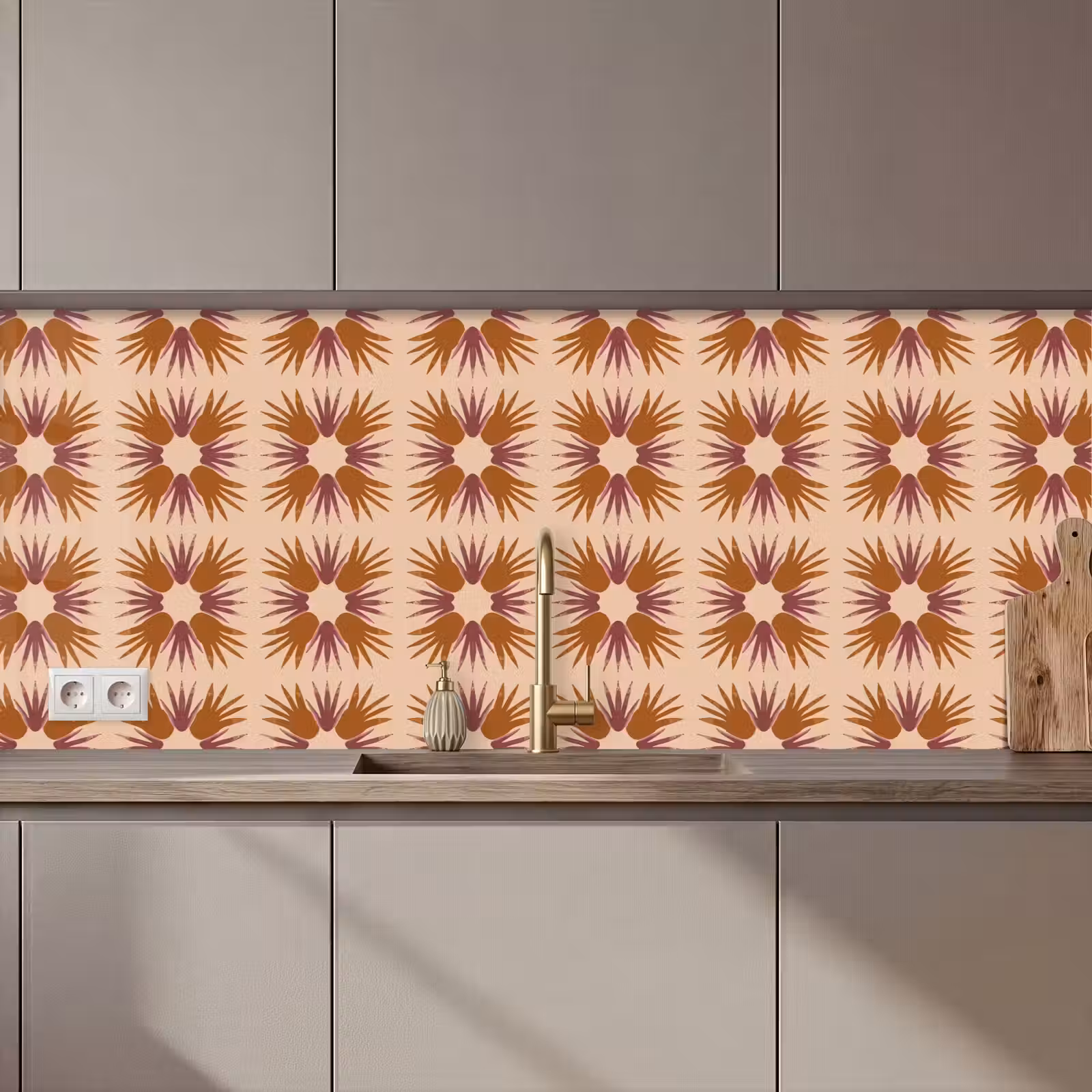 Keuken achterwand - Ornament - Patroon - Oker — 1