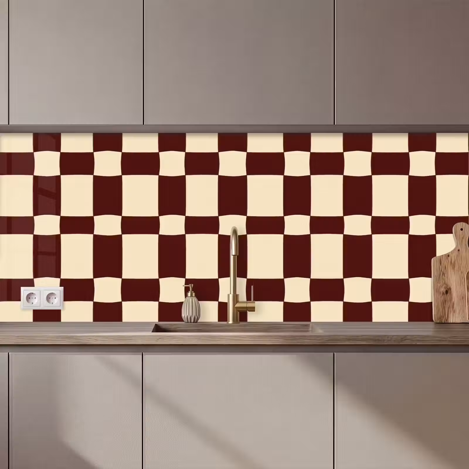 Keuken achterwand - Retro - Patroon - Bruin — 1