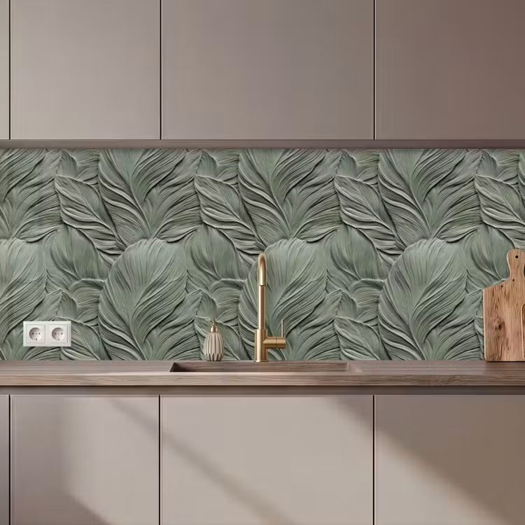 Keuken achterwand - Bladeren - Textuur - Groen — 1