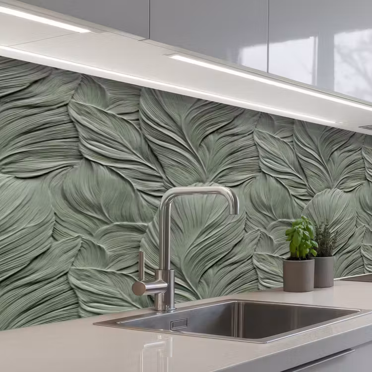 Keuken achterwand - Bladeren - Textuur - Groen — 2