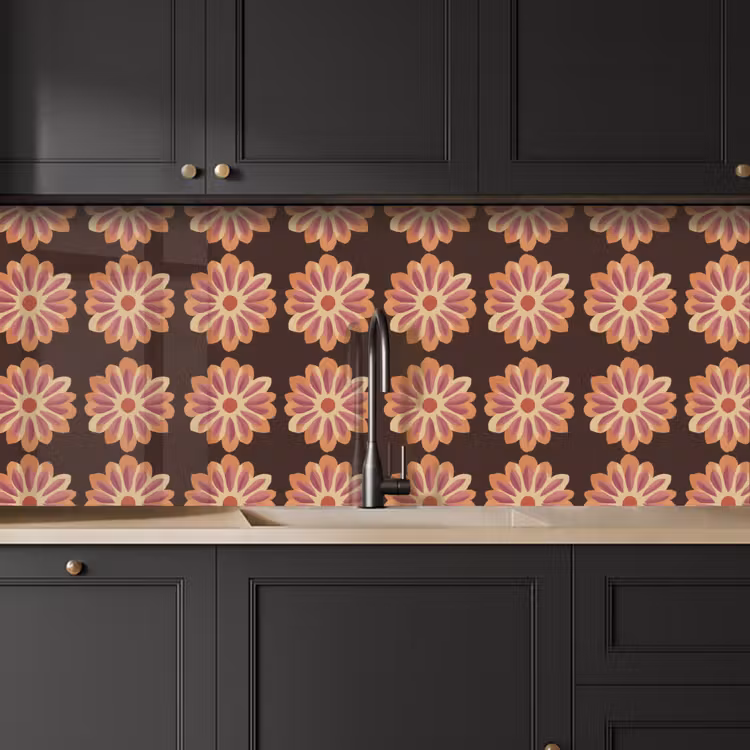 Keuken achterwand - Bloemen - Patroon - Bruin — 6