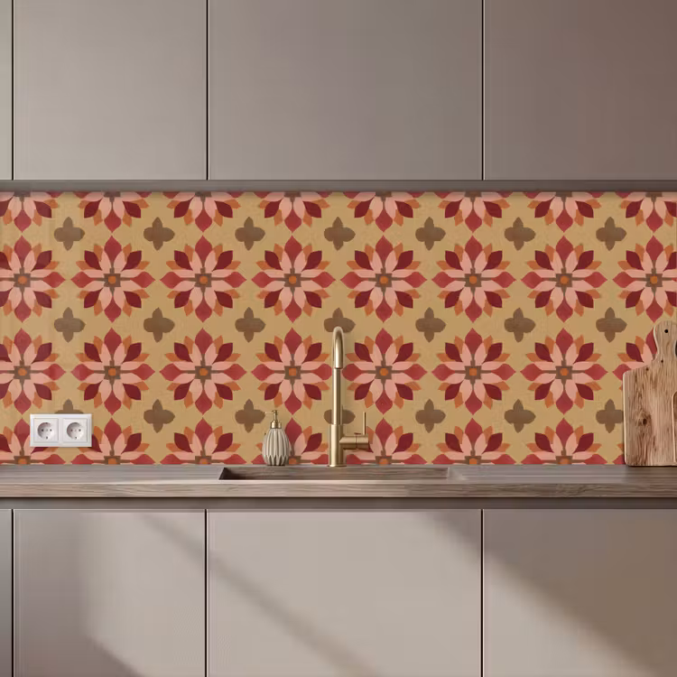 Keuken achterwand - Bloemen - Retro - Groen — 1