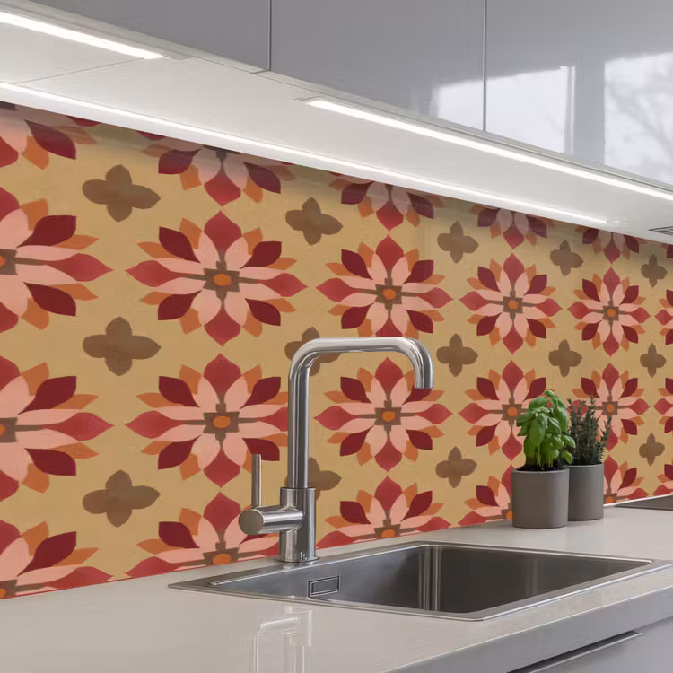 Keuken achterwand - Bloemen - Retro - Groen — 2