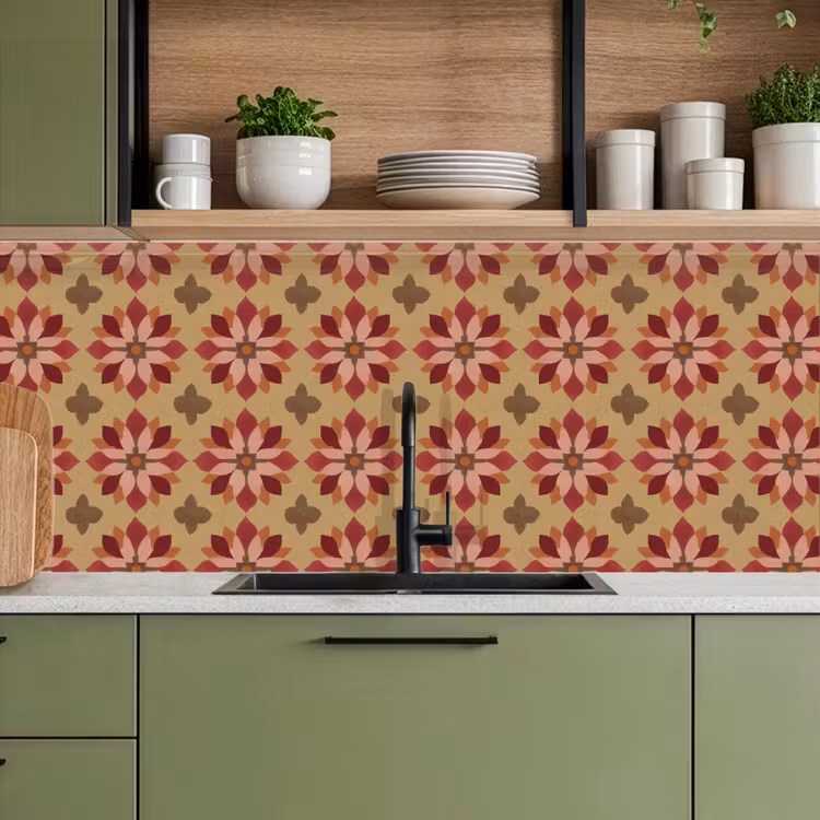Keuken achterwand - Bloemen - Retro - Groen — 8