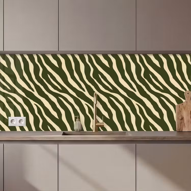 Keuken achterwand - Zebra - Patroon - Groen — 1