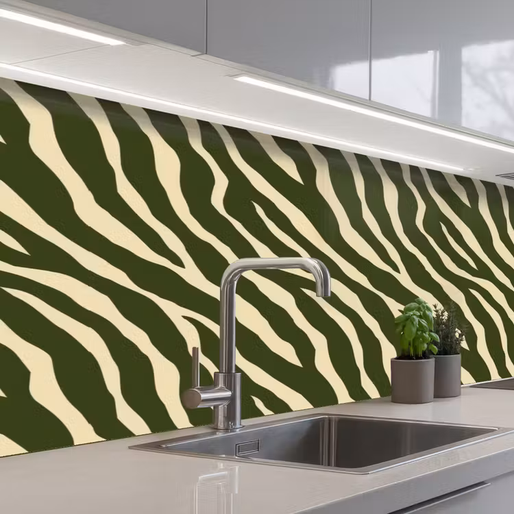 Keuken achterwand - Zebra - Patroon - Groen — 2