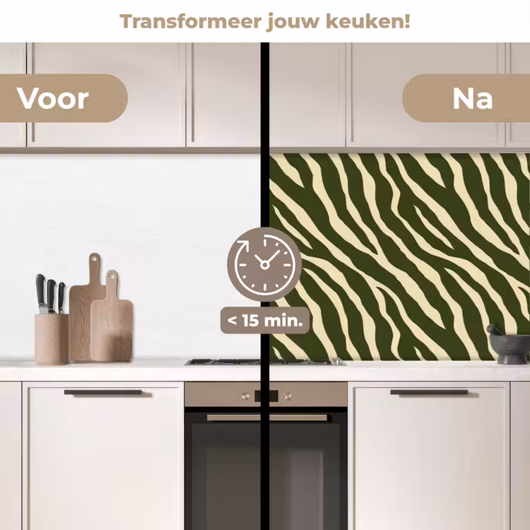 Keuken achterwand - Zebra - Patroon - Groen — 3
