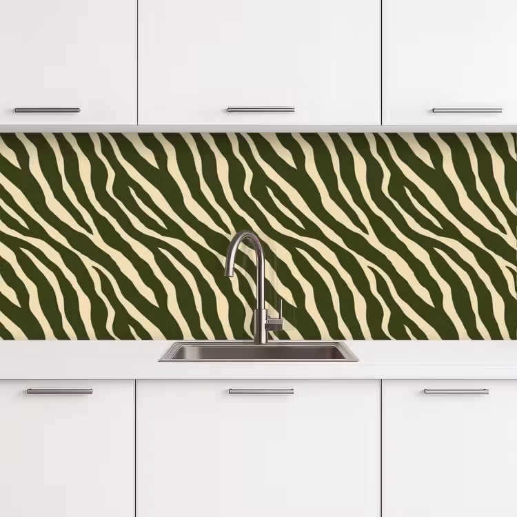 Keuken achterwand - Zebra - Patroon - Groen — 4