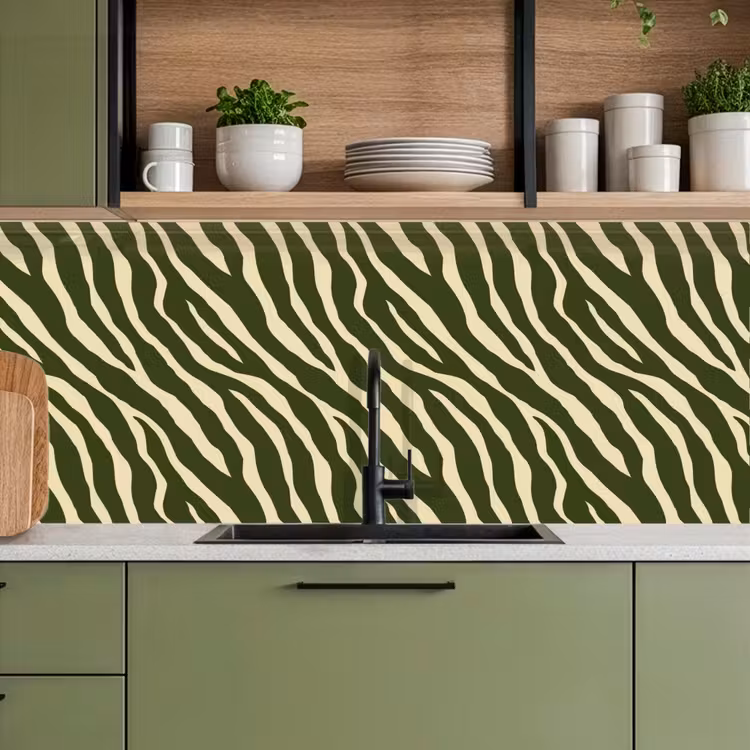 Keuken achterwand - Zebra - Patroon - Groen — 8