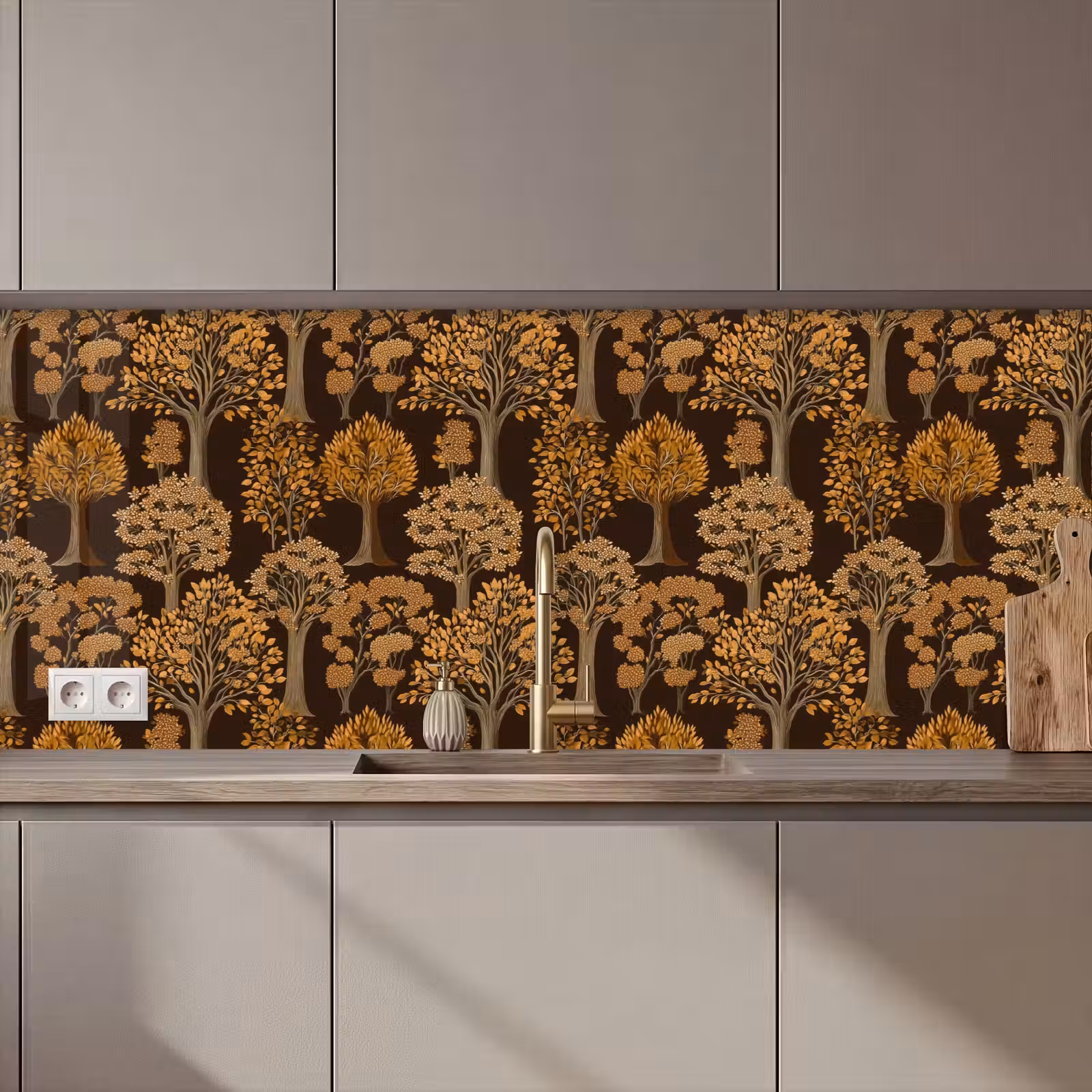 Keuken achterwand - Bomen - Patroon - Bruin — 1