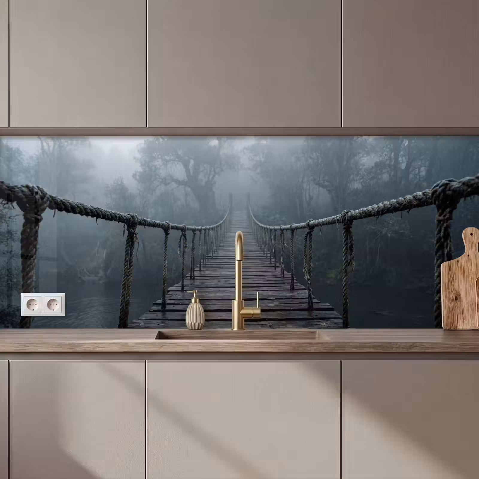 Keuken achterwand - Brug - Jungle - Mist - Natuur — 1