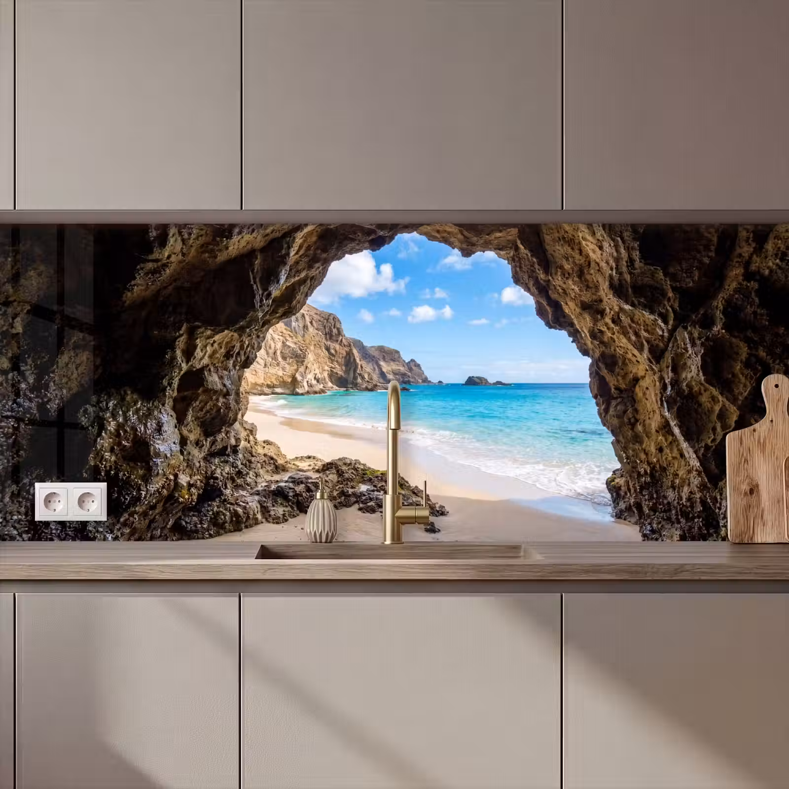 Keuken achterwand - Grot - Strand - Zee - Blauw — 1