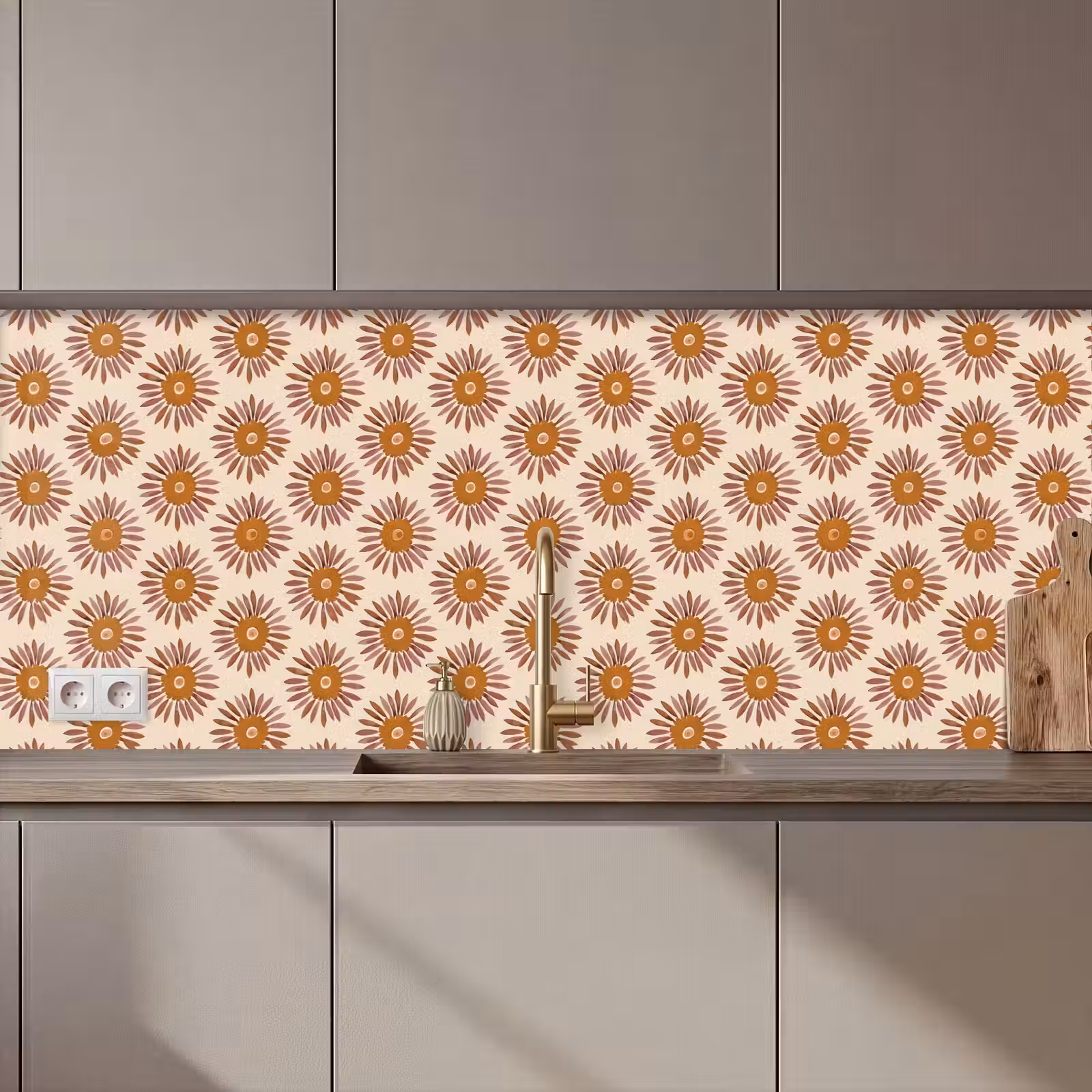 Keuken achterwand - Patroon - Retro - Bruin — 1