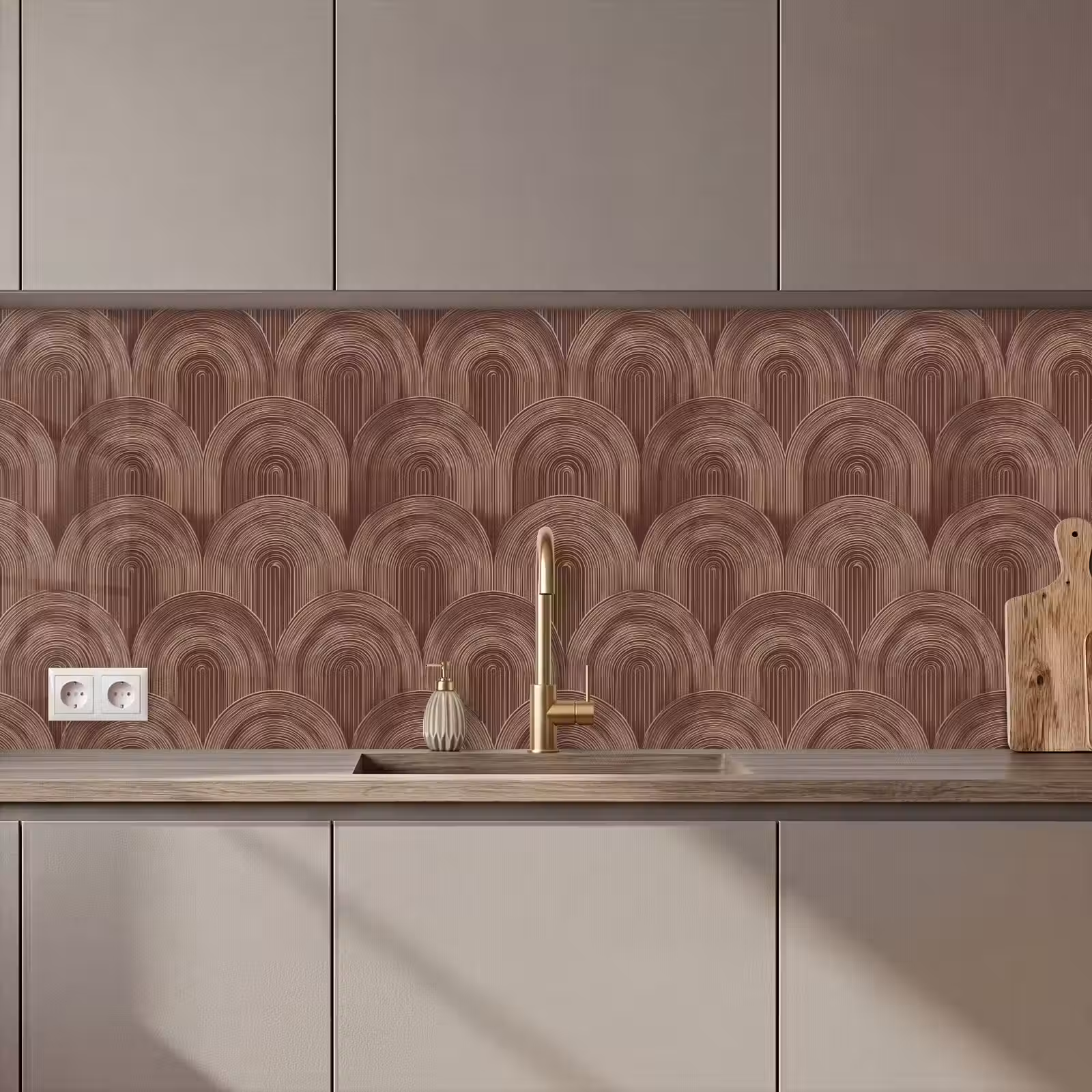 Keuken achterwand - Ritmisch - Effect - Bruin — 1