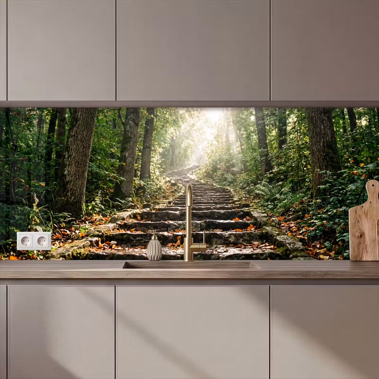 Keuken achterwand - Stenen - Trap - Bos - Natuur — 1