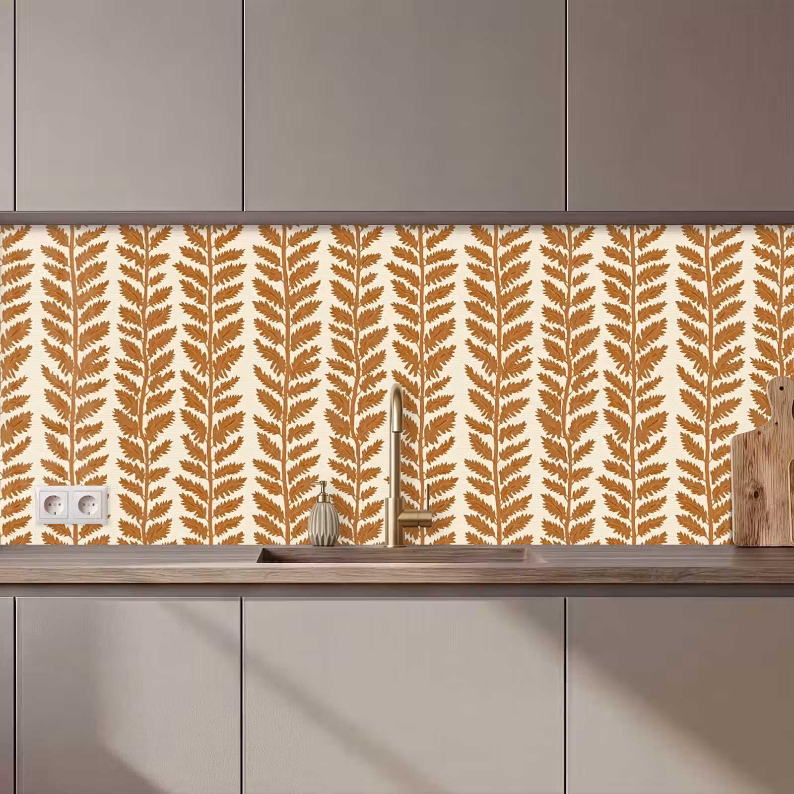 Keuken achterwand - Textuur - Bladeren - Oker — 1