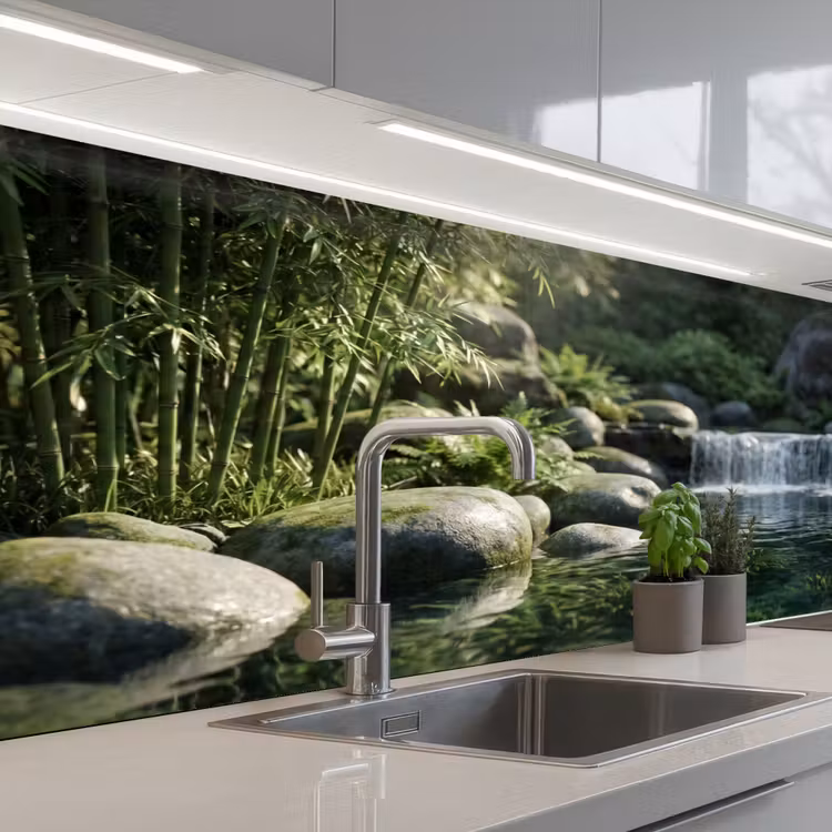 Keuken achterwand - Beek - Waterval - Natuur - Groen — 2