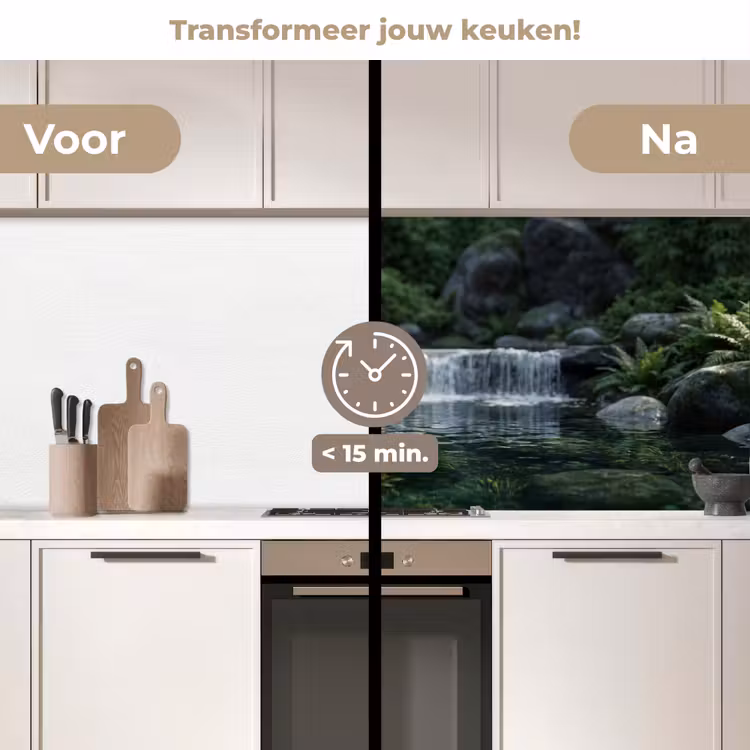 Keuken achterwand - Beek - Waterval - Natuur - Groen — 3