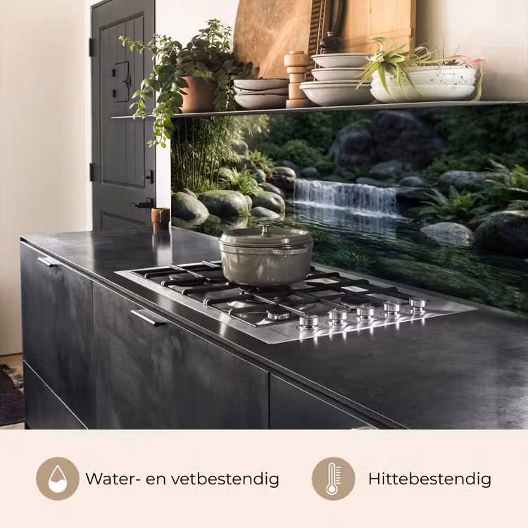 Keuken achterwand - Beek - Waterval - Natuur - Groen — 5