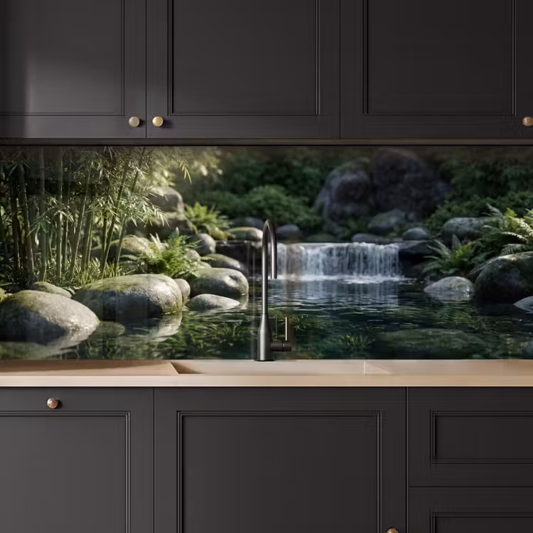 Keuken achterwand - Beek - Waterval - Natuur - Groen — 6