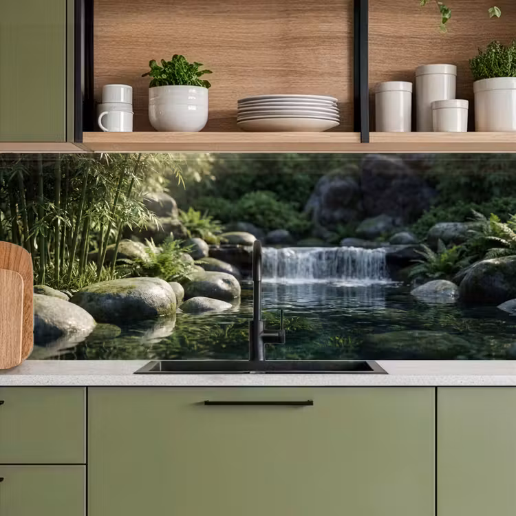Keuken achterwand - Beek - Waterval - Natuur - Groen — 8