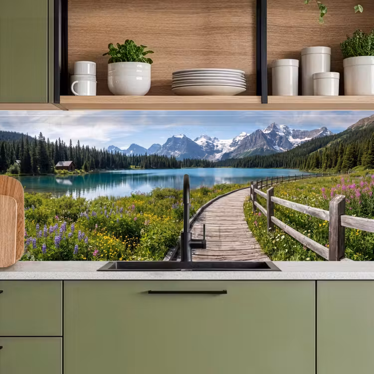 Keuken achterwand - Bergen - Meer - Landschap - Blauw — 8