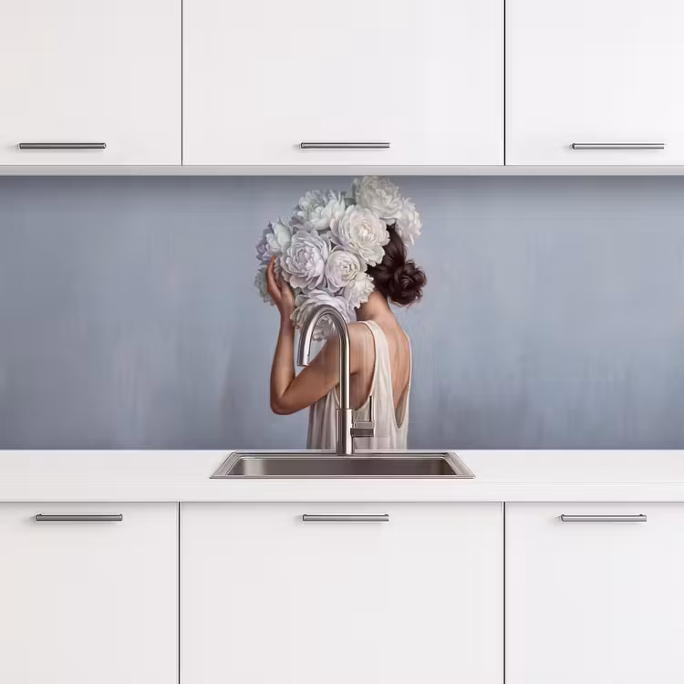 Keuken achterwand - Bloemen - Vrouw - Wit — 4