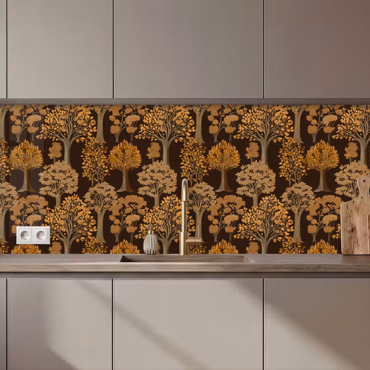 Keuken achterwand - Bomen - Patroon - Bruin — 1