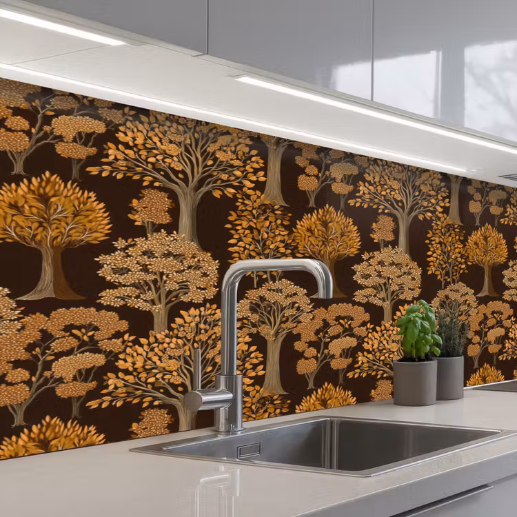 Keuken achterwand - Bomen - Patroon - Bruin — 2