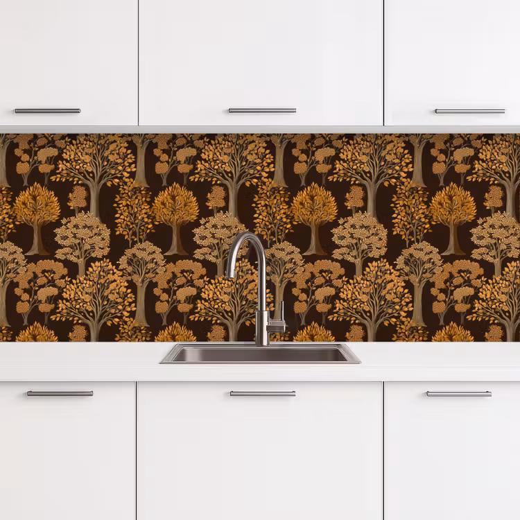 Keuken achterwand - Bomen - Patroon - Bruin — 4