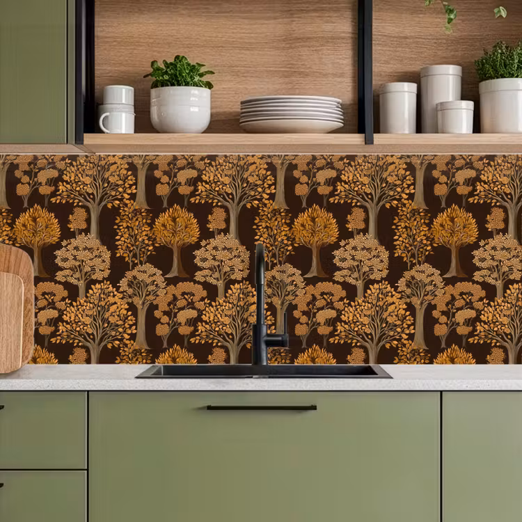 Keuken achterwand - Bomen - Patroon - Bruin — 8