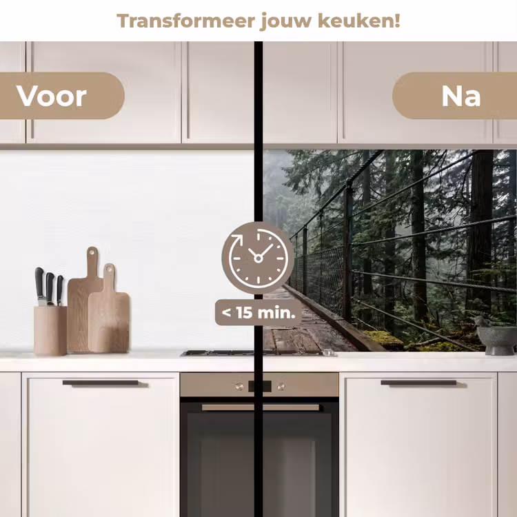 Keuken achterwand - Brug - Bos - Mist - Natuur — 3