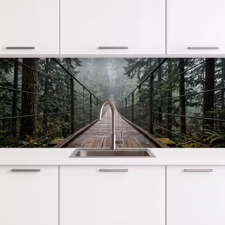 Keuken achterwand - Brug - Bos - Mist - Natuur — 4