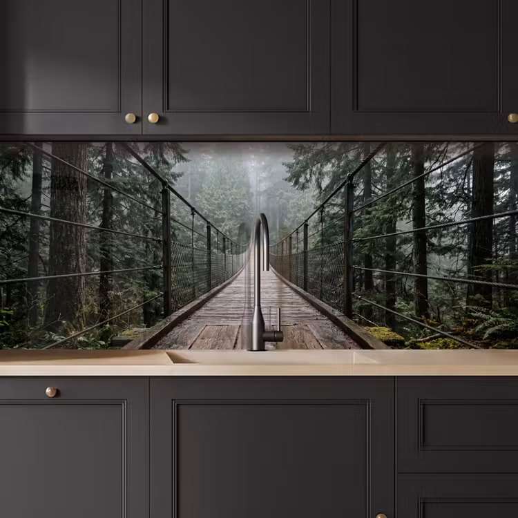 Keuken achterwand - Brug - Bos - Mist - Natuur — 6