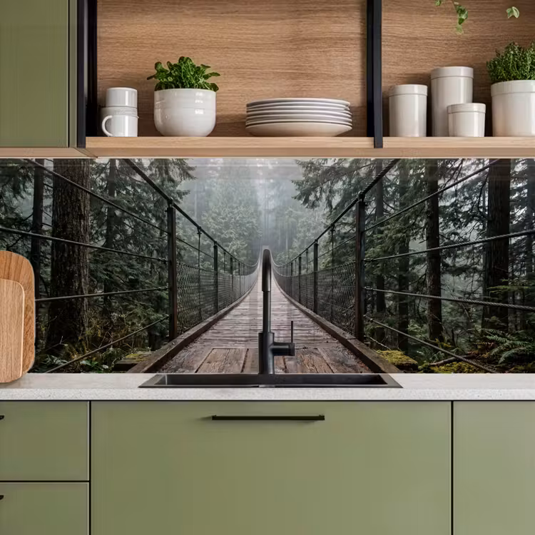 Keuken achterwand - Brug - Bos - Mist - Natuur — 8