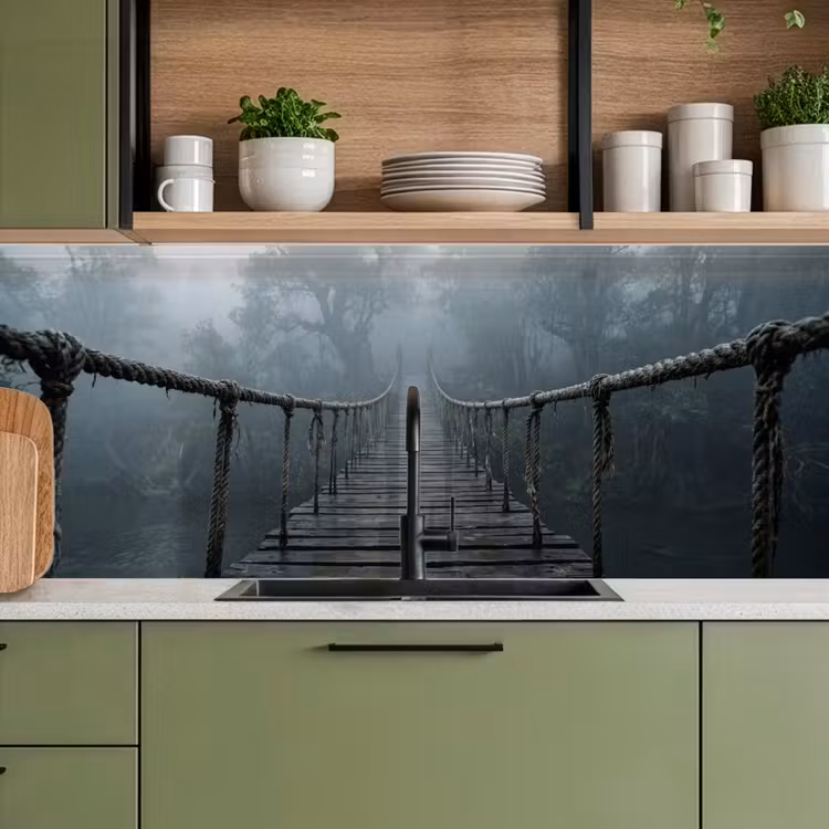Keuken achterwand - Brug - Jungle - Mist - Natuur — 8