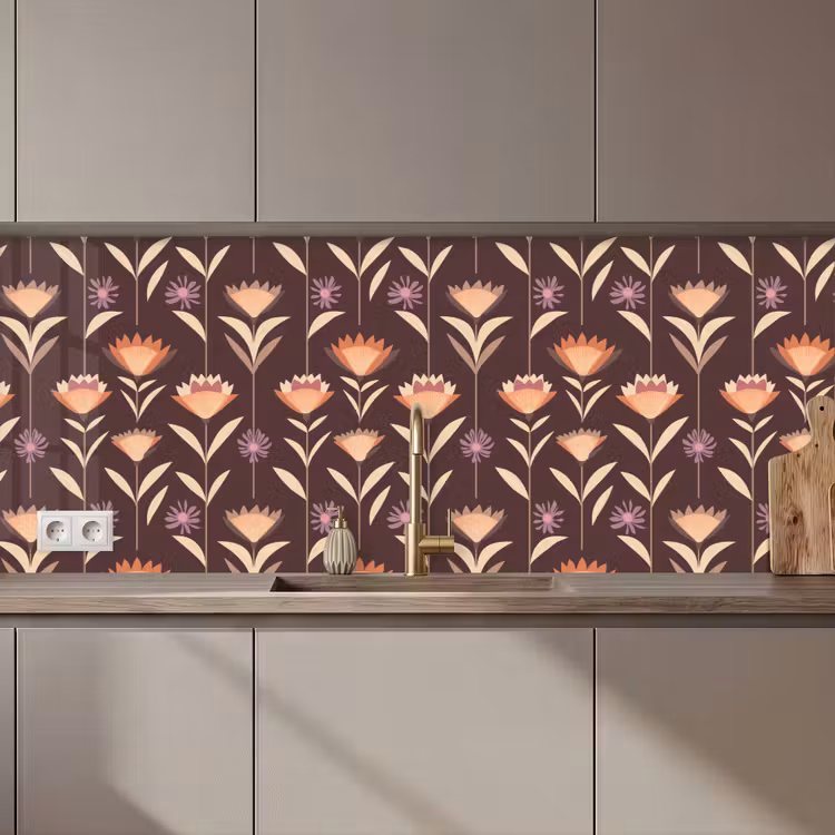 Keuken achterwand - Elegant - Retro - Bruin — 1