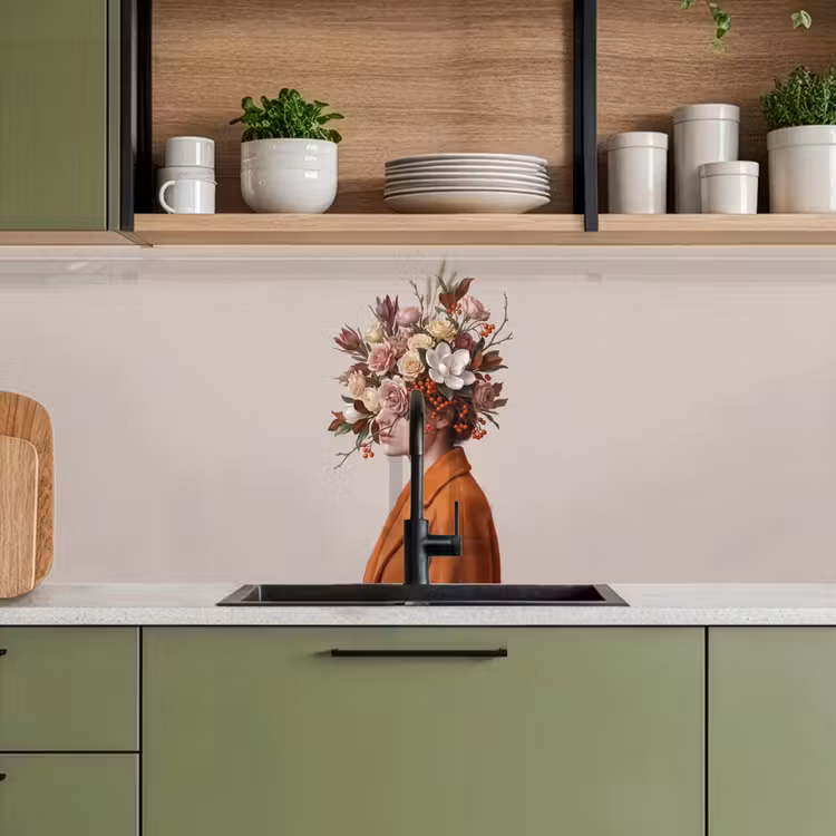 Keuken achterwand - Gezicht - Boeket - Kleurrijk — 8